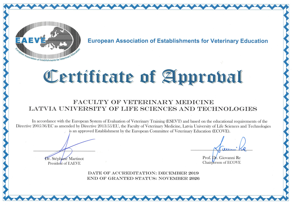 EAEVE certificate