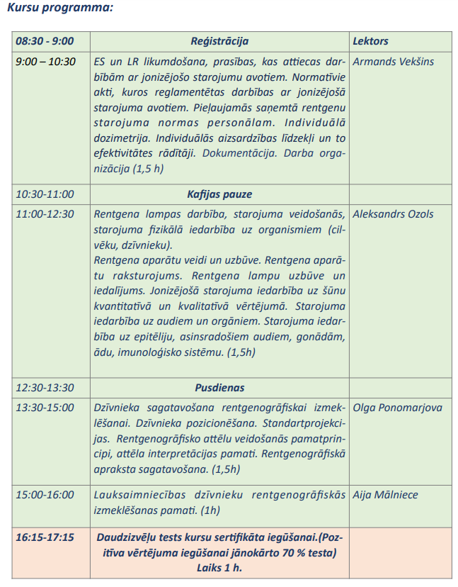 Kursu programma